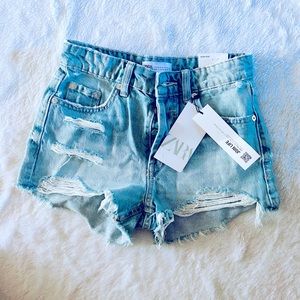 Zara High Rise Ripped Cutoff Shorts